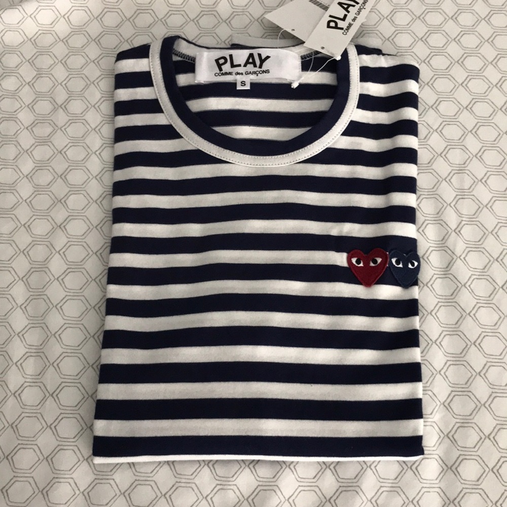 Comme des Garcons Twin Appliqué Stripe T-Shirt